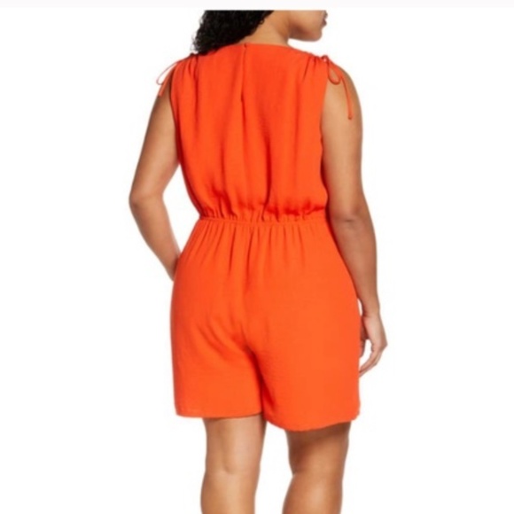 Chelsea28 Orange Fire Surplice Romper Size XXL Fully Lined - Picture 3 of 16